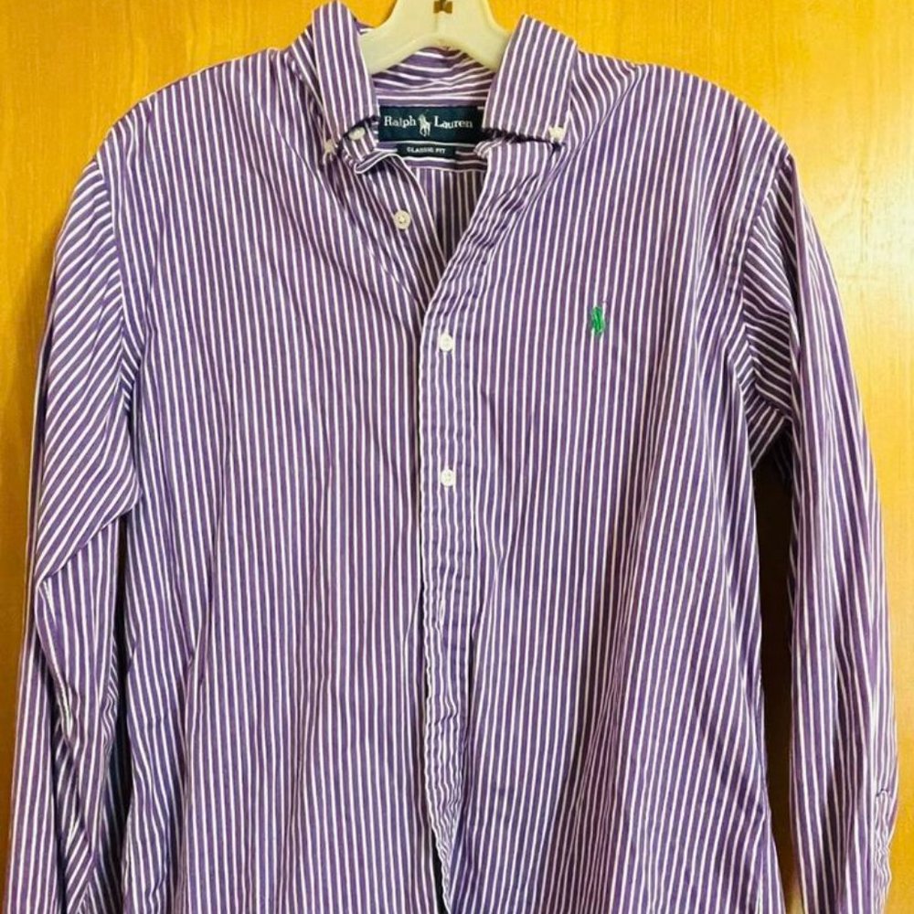 vintage mens polo ralph lauren button-up size S SMALL purple